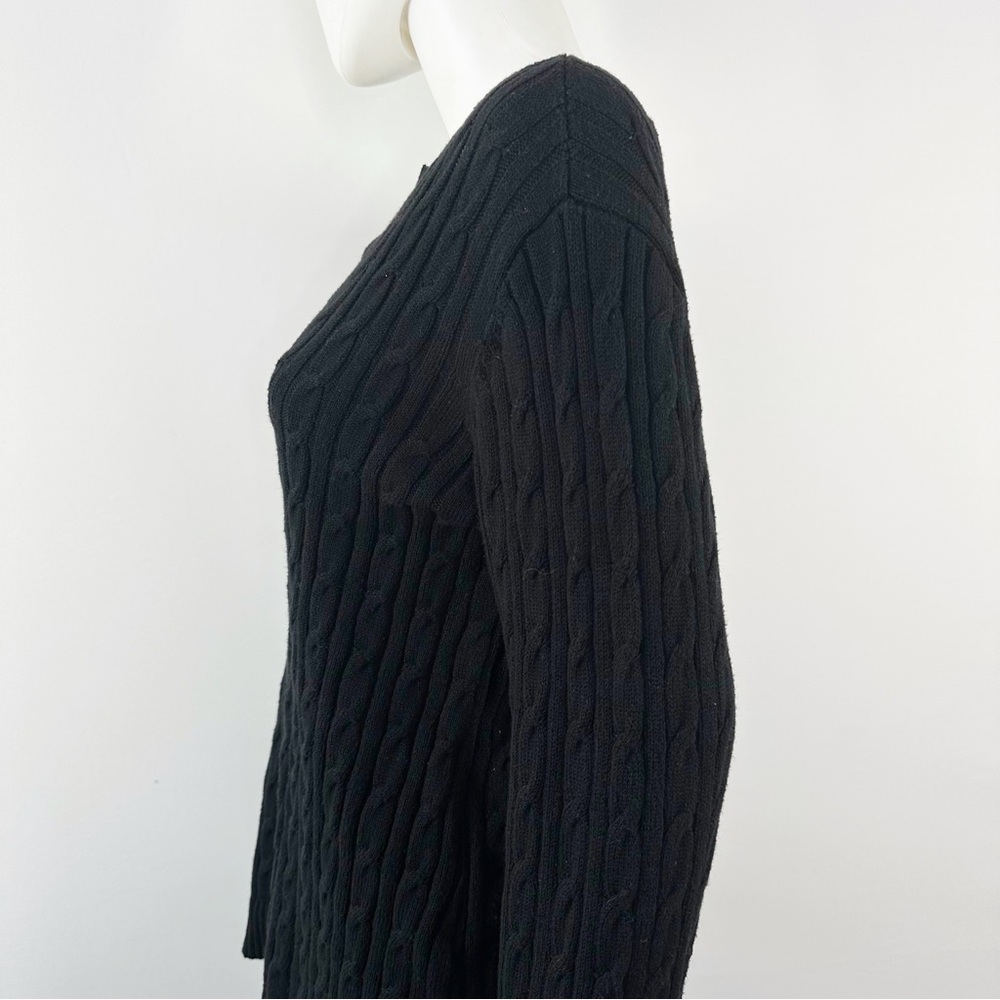 Charter Club Black Cable Knit Sweater Size 1X Casual Classic Winter Preppy NEW - Picture 5 of 10